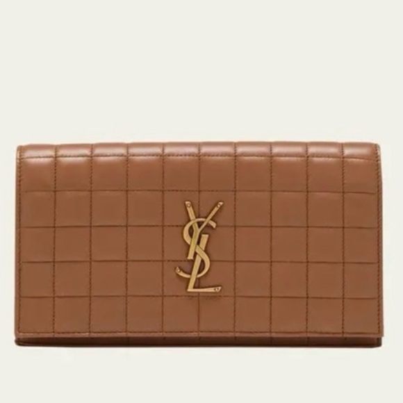 YSL Brown Quilted Wallet on chain - Picture 1 of 14